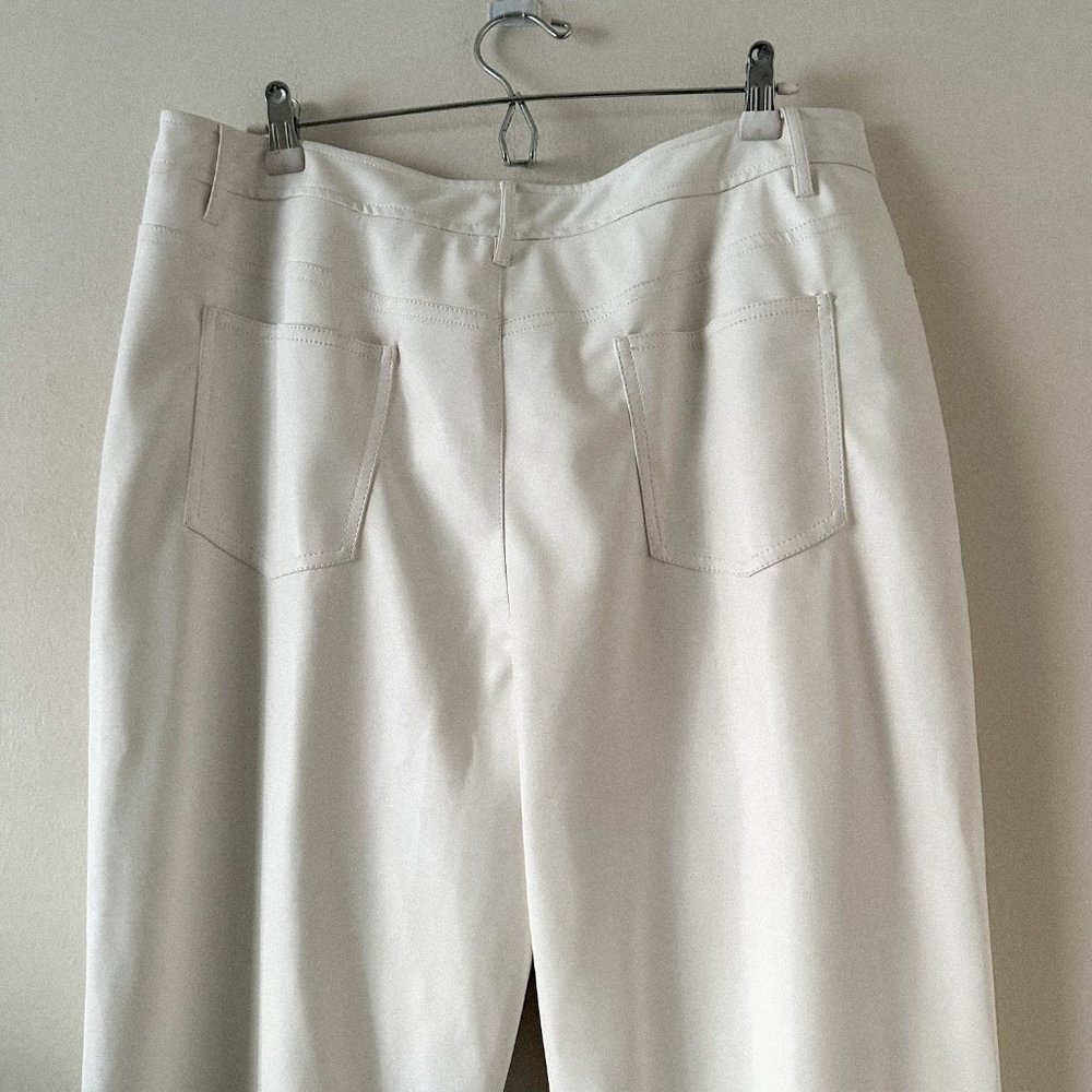 STAUD Eli Ivory White Vegan Leather Straight Leg Pants Size 16 - Picture 13 of 13
